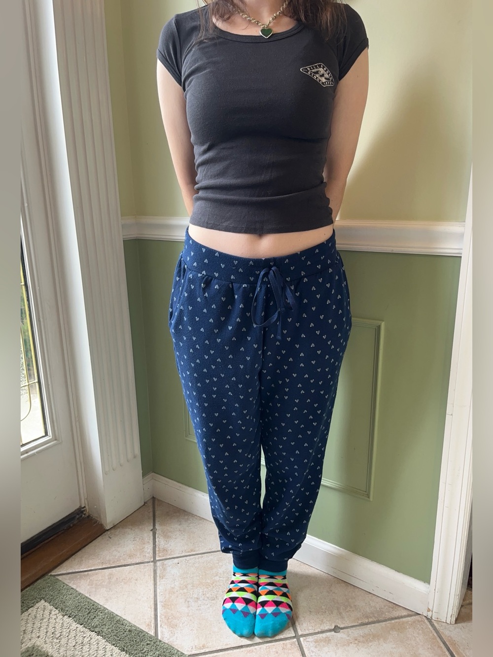 Secret Treasures blue heart pattern pajama pants